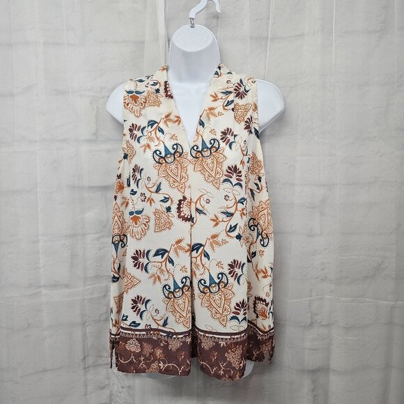 Violet & Claire Cream Floral Boho Festival Tank Top Size M - Picture 12 of 12